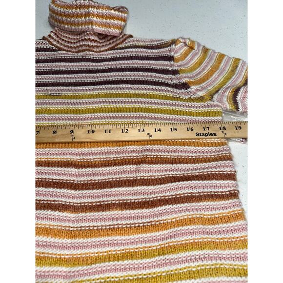 NWT Tribal Women’s Turtleneck Sweater Multicolor Stripe Bordeaux Small Retro - Picture 10 of 11
